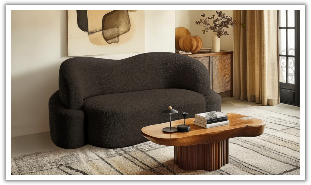 Meridian Principessa Boucle Fabric Upholstered Loveseat