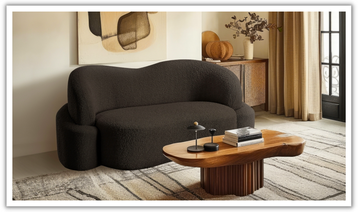 Meridian Principessa Boucle Fabric Upholstered Loveseat
