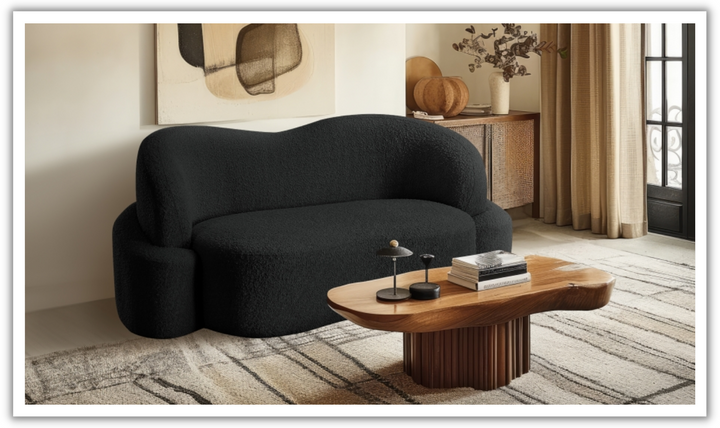 Meridian Principessa Boucle Fabric Upholstered Loveseat