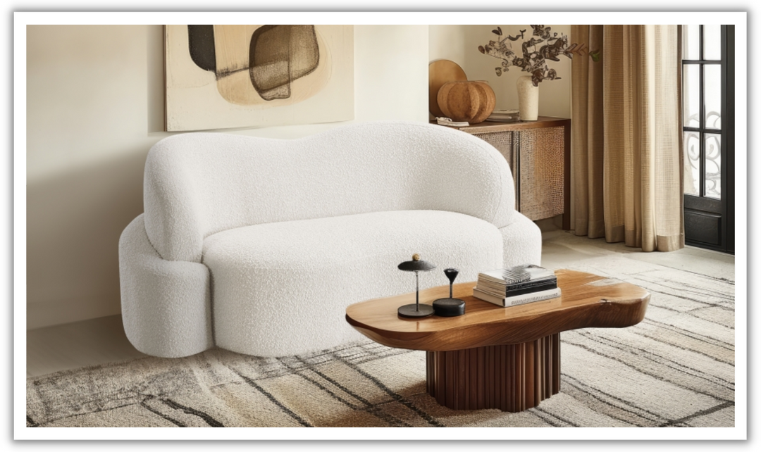 Meridian Principessa Boucle Fabric Upholstered Loveseat