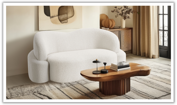 Meridian Principessa Boucle Fabric Upholstered Loveseat