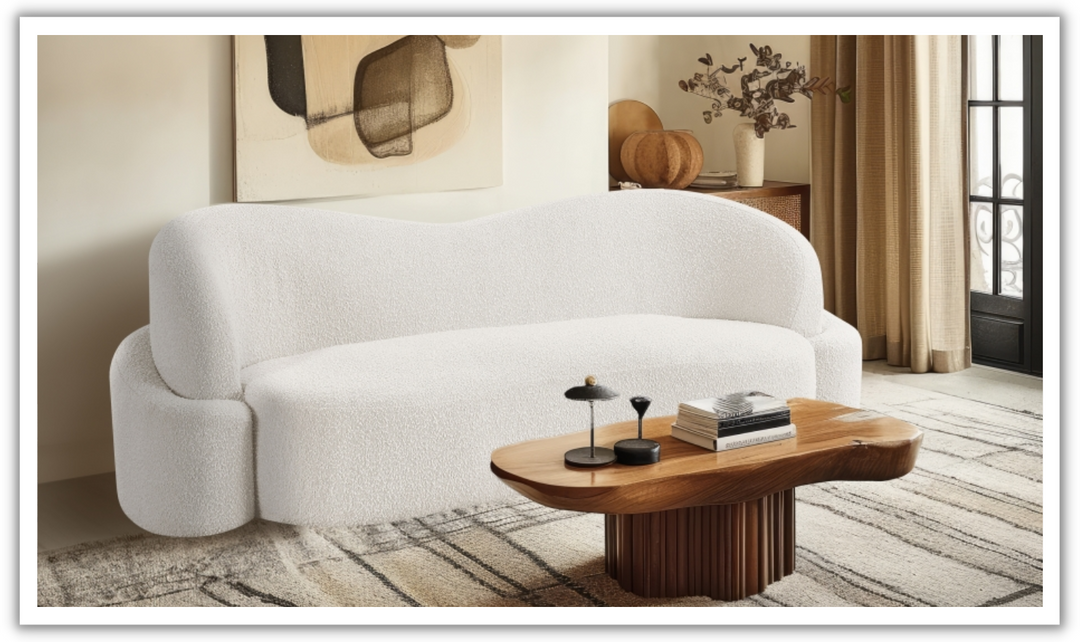Meridian Principessa Boucle Fabric Upholstered Sofa