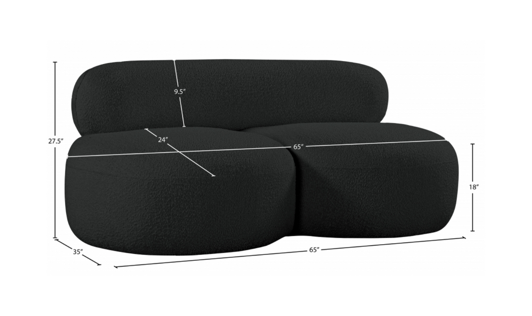 Meridian Venti Boucle Fabric Upholstered Loveseat
