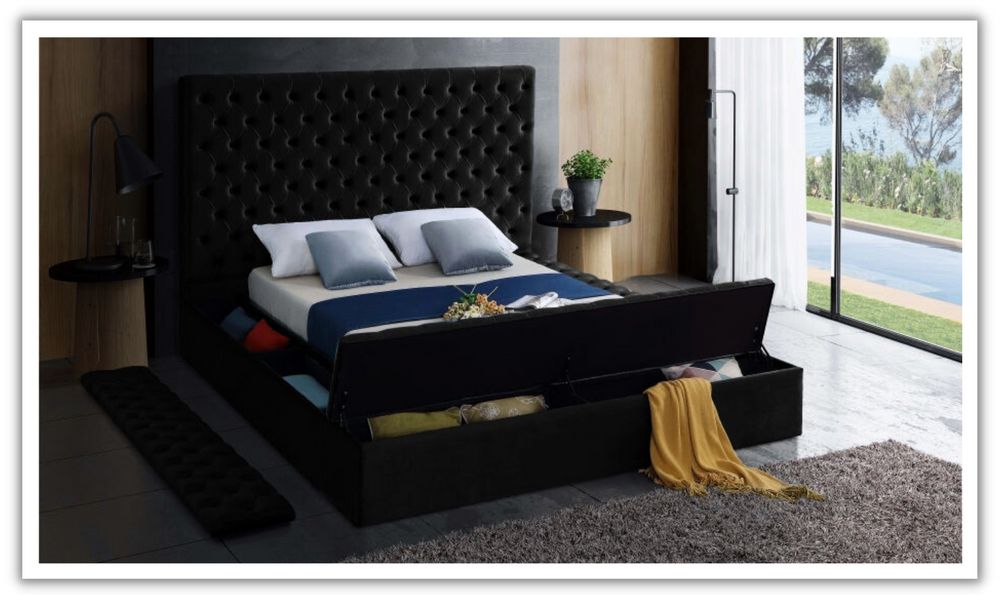 Meridian Furniture Bliss Velvet Tufted Platform Bed-jennifer furniture