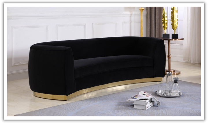 Meridian Furniture Julian Velvet Upholstered Sofa with Two Base Types-Jennifer Furniture