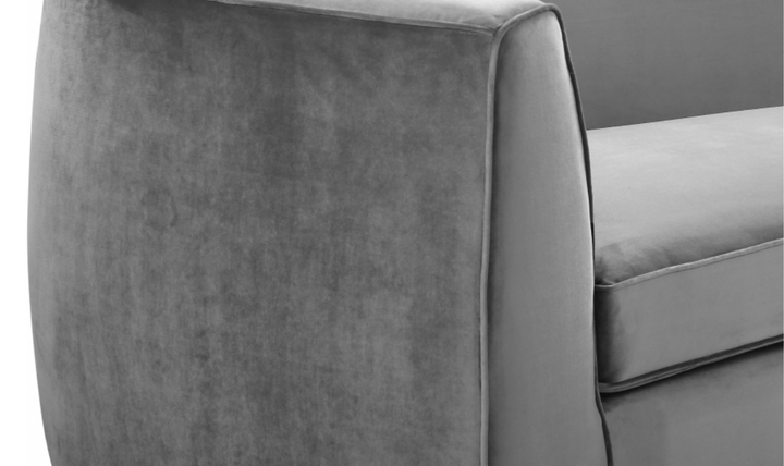 Meridian Furniture Julian Velvet Upholstered Sofa with Two Base Types