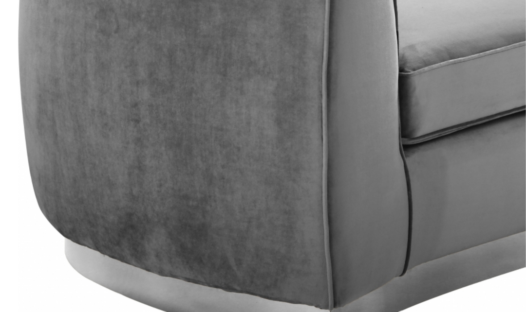 Meridian Furniture Julian Velvet Upholstered Sofa with Two Base Types