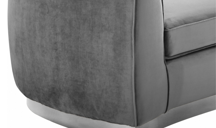 Meridian Furniture Julian Velvet Upholstered Sofa with Two Base Types