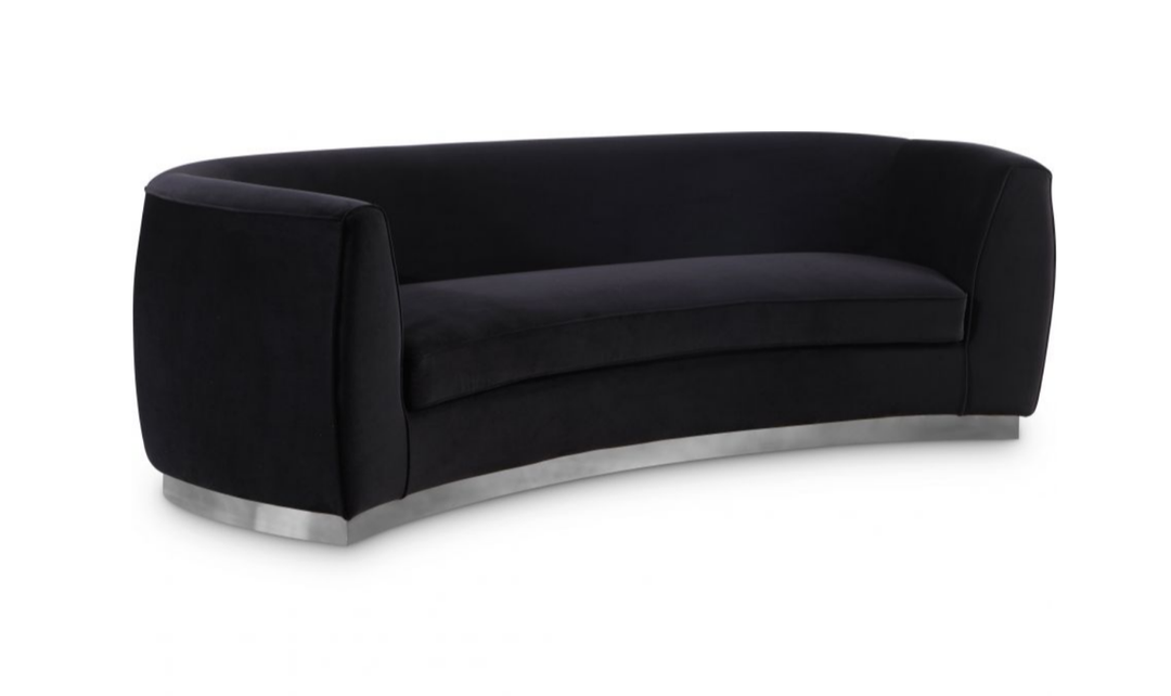 Meridian Furniture Julian Velvet Upholstered Sofa with Two Base Types-Jennifer Furniture