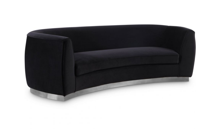 Meridian Furniture Julian Velvet Upholstered Sofa with Two Base Types-Jennifer Furniture