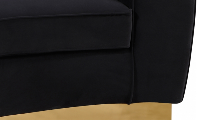Meridian Furniture Julian Velvet Upholstered Sofa with Two Base Types