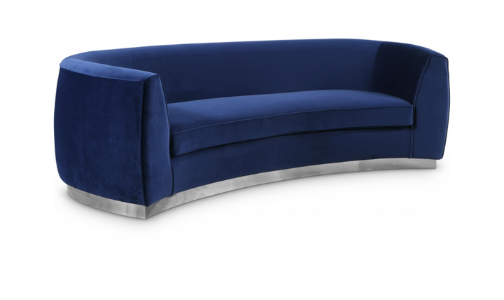Meridian Furniture Julian Velvet Upholstered Sofa with Two Base Types
