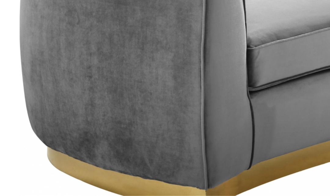 Meridian Furniture Julian Velvet Upholstered Sofa with Two Base Types