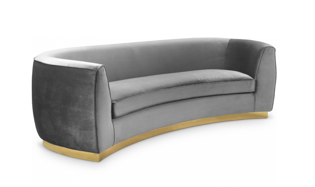 Meridian Furniture Julian Velvet Upholstered Sofa with Two Base Types-Jennifer Furniture