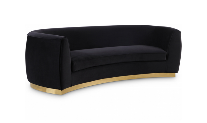 Meridian Furniture Julian Velvet Upholstered Sofa with Two Base Types