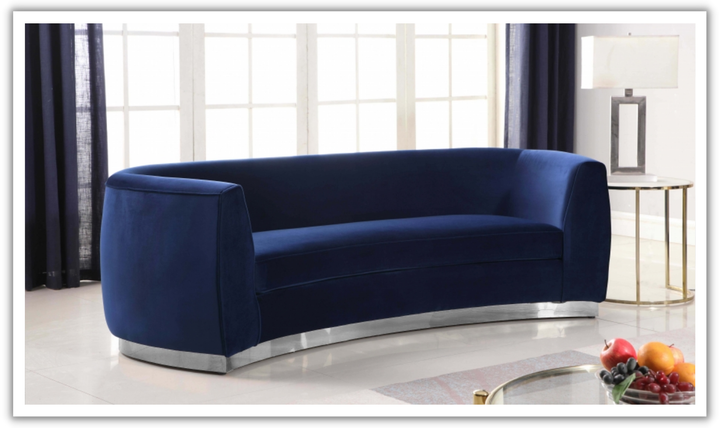 Meridian Furniture Julian Velvet Upholstered Sofa with Two Base Types-Jennifer Furniture