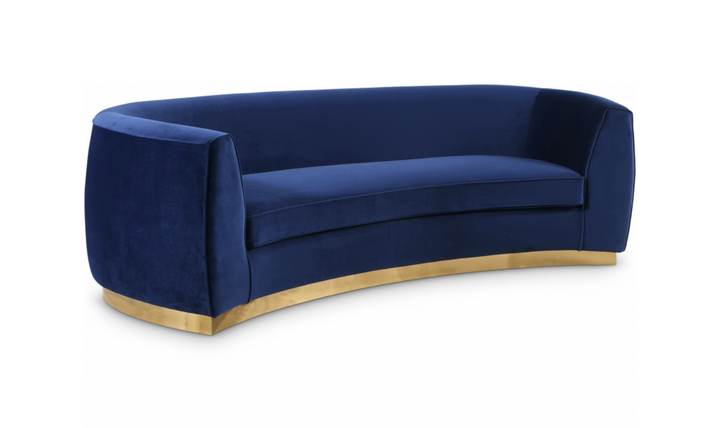 Meridian Furniture Julian Velvet Upholstered Sofa with Two Base Types