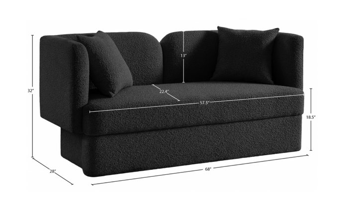 Meridian Furniture Marcel 2-Seater Boucle Fabric Upholstered Loveseat