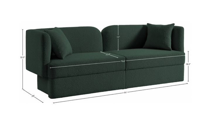 Meridian Furniture Marcel 3-Seater Boucle Fabric Upholstered Sofa