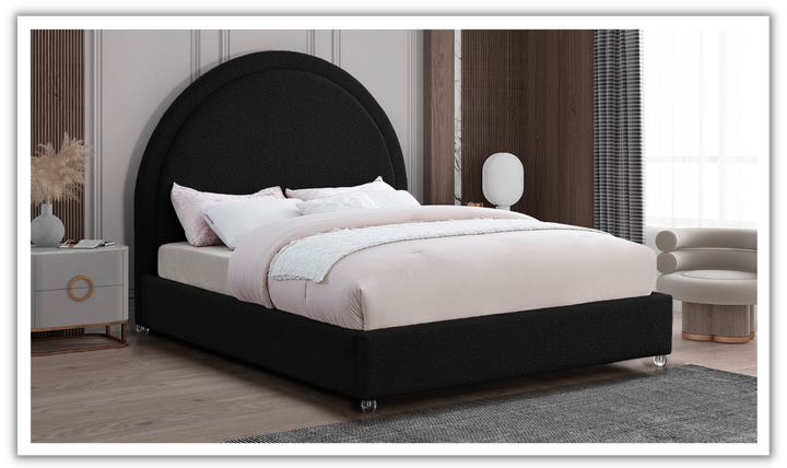 Meridian Furniture Milo Boucle Fabric Upholstered Panel Bed-jennifer furniture
