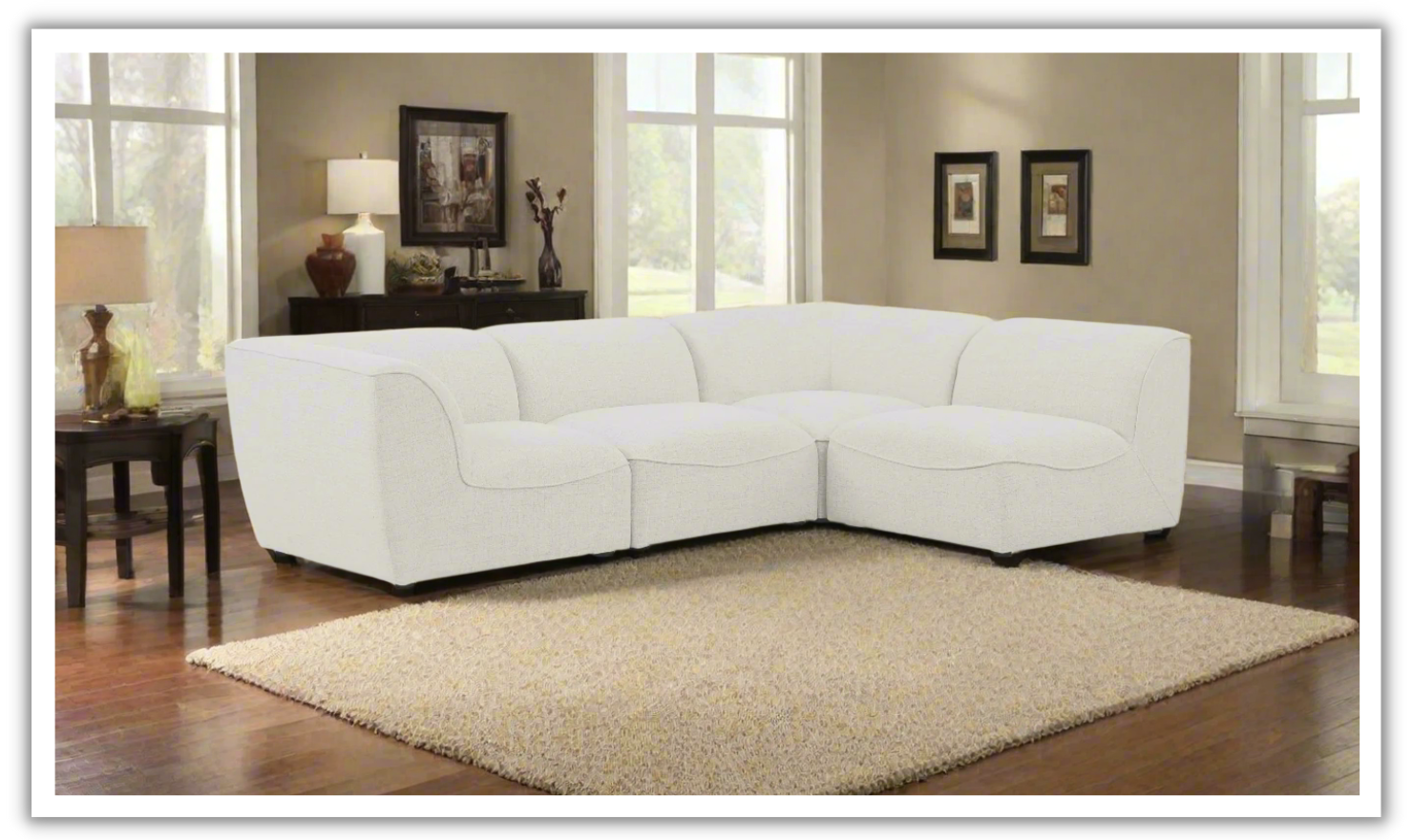 Meridian Furniture Miramar Linen Textured Modular Sectional Sofa-jenniferfurniture