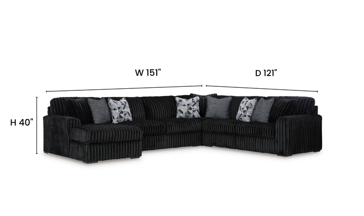 Modern Heritage Midnight-Madness U-Shape 4-Pieces Sectional Sofa with Chaise