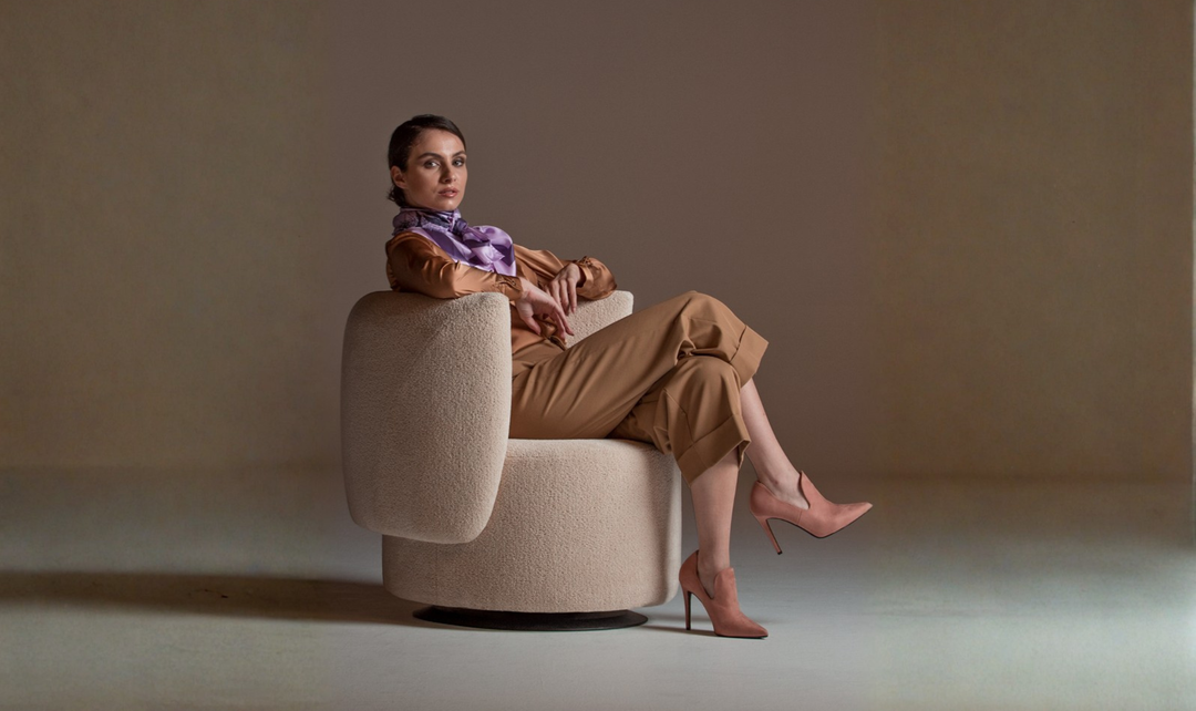 Calia Italia Milla Fabric Swivel Accent Chair in Barrel Design-Jennifer Furniture