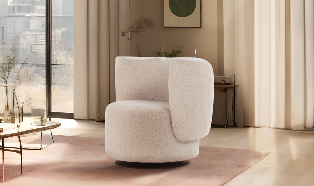 Calia Italia Milla Fabric Swivel Accent Chair in Barrel Design-Jennifer Furniture