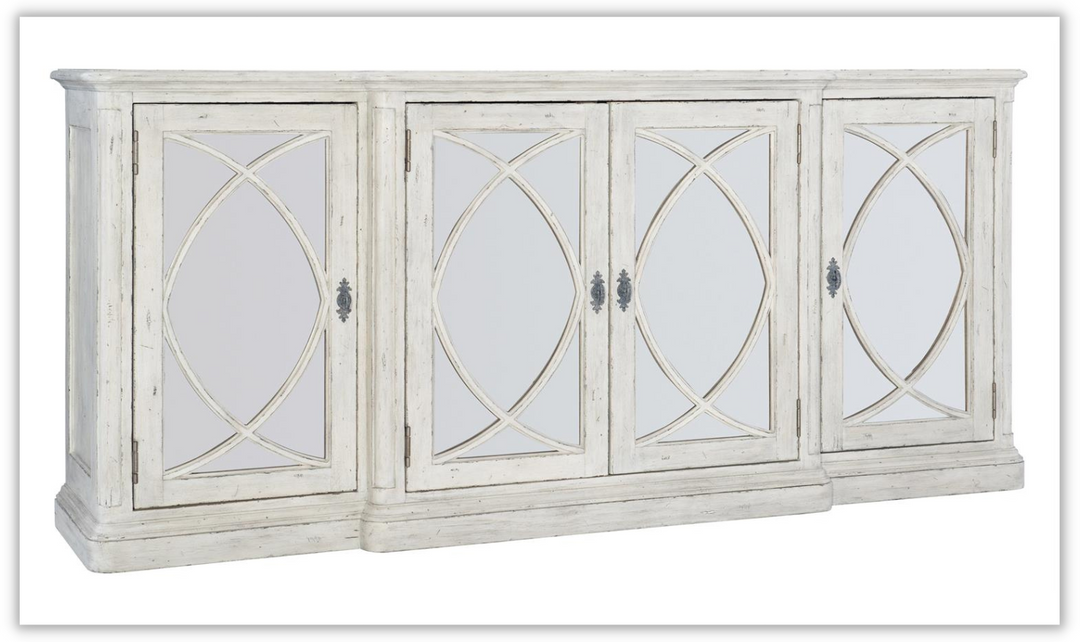 Mirabelle White 4-Door Wooden Buffet with Adjustable Glides