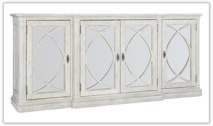 Mirabelle White 4-Door Wooden Buffet with Adjustable Glides