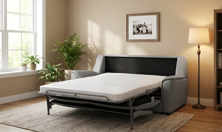 Venezia Leather Queen Sleeper With Memory Foam Mattress