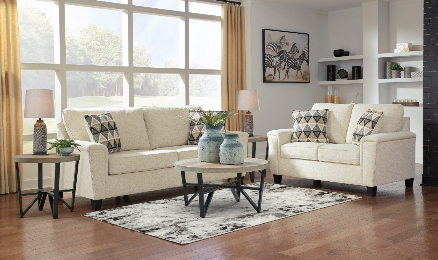 Modern Heritage Abinger 2 Piece Fabric Living Room Set (Sofa + Loveseat)