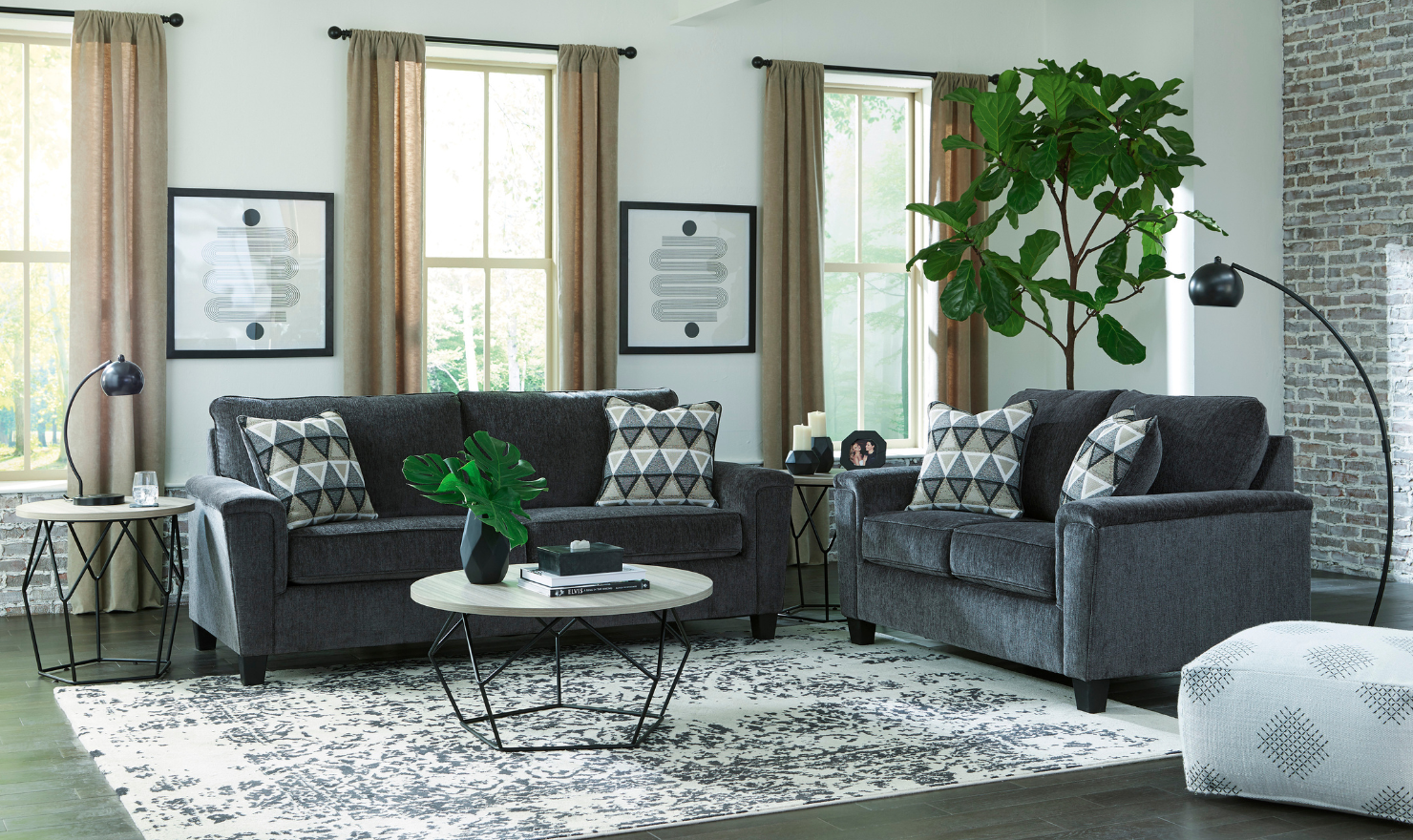 Modern Heritage Abinger 2 Piece Fabric Living Room Set (Sofa + Loveseat)