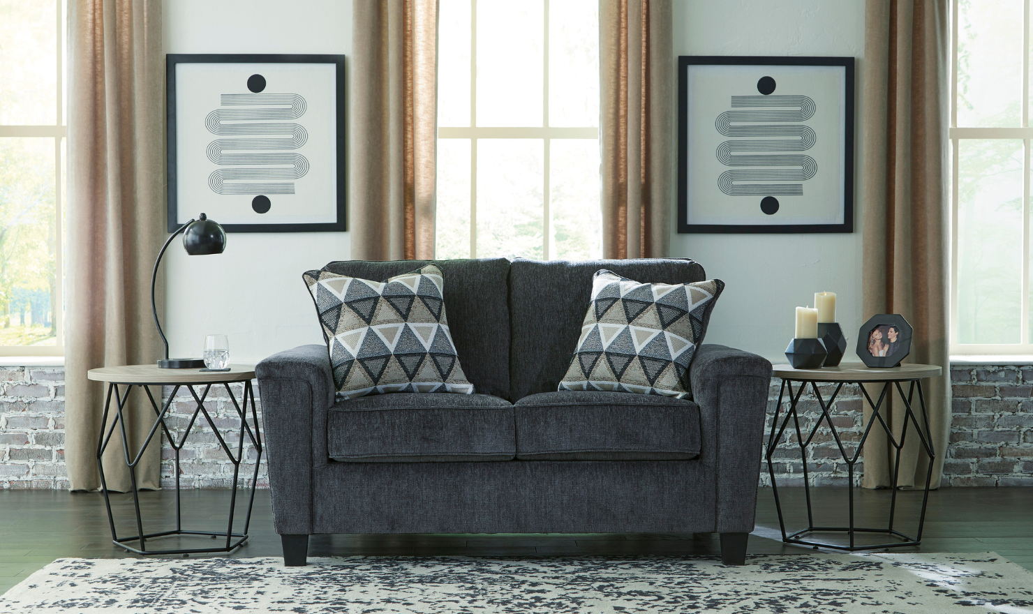 Modern Heritage Abinger 2 Piece Fabric Living Room Set (Sofa + Loveseat)