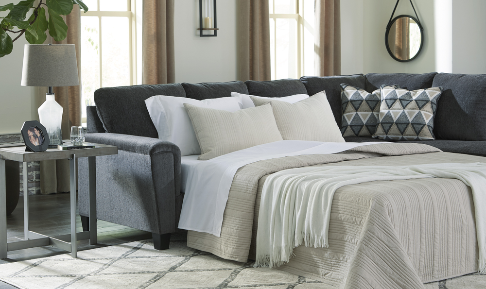 Modern Heritage Abinger L-shaped Fabric Sleeper Sectional Sofa with Chaise-Jennifer Furniture