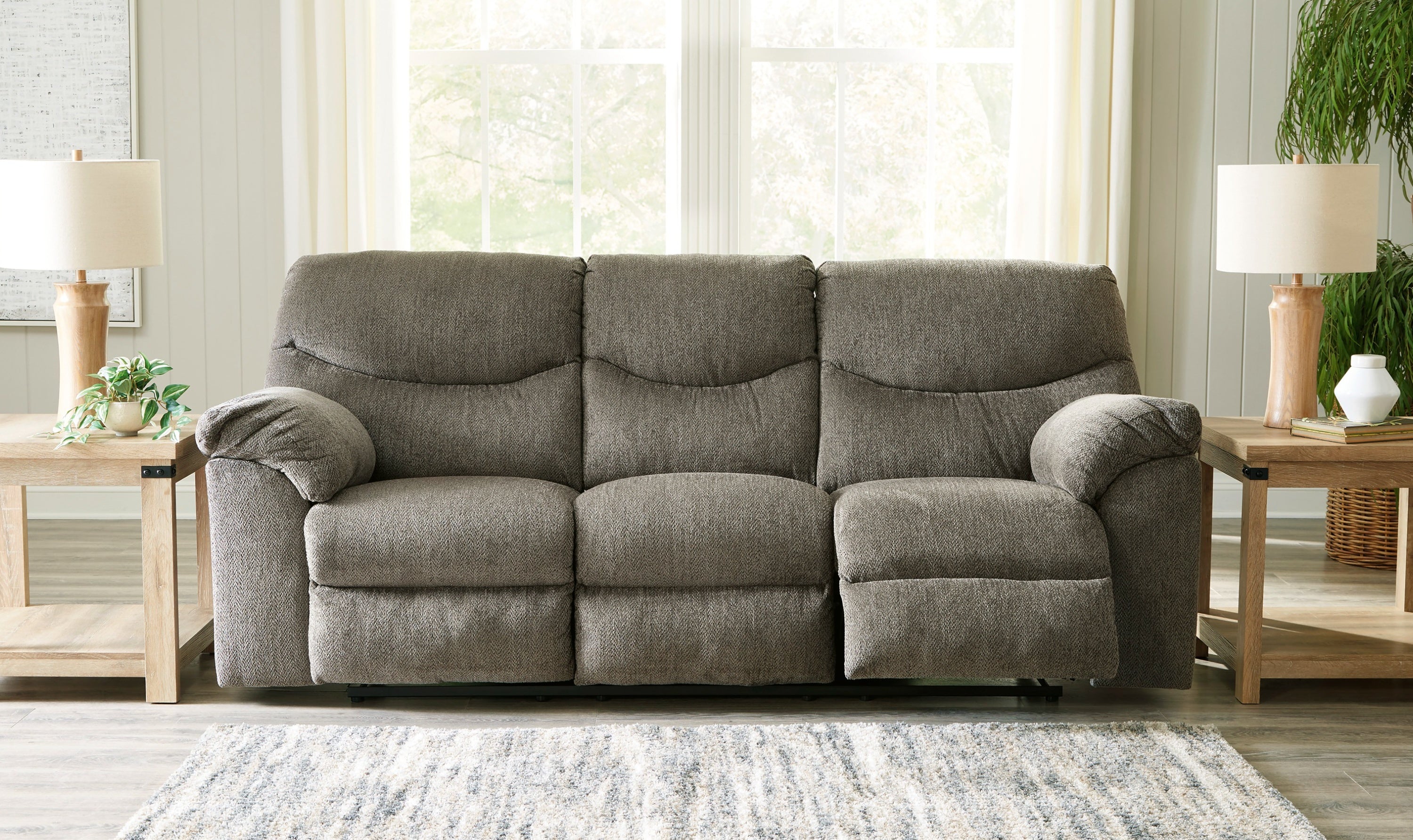 Modern Heritage Alphons 3-Seater Pull-Tab Fabric Reclining Motion Sofa-Jennifer Furniture