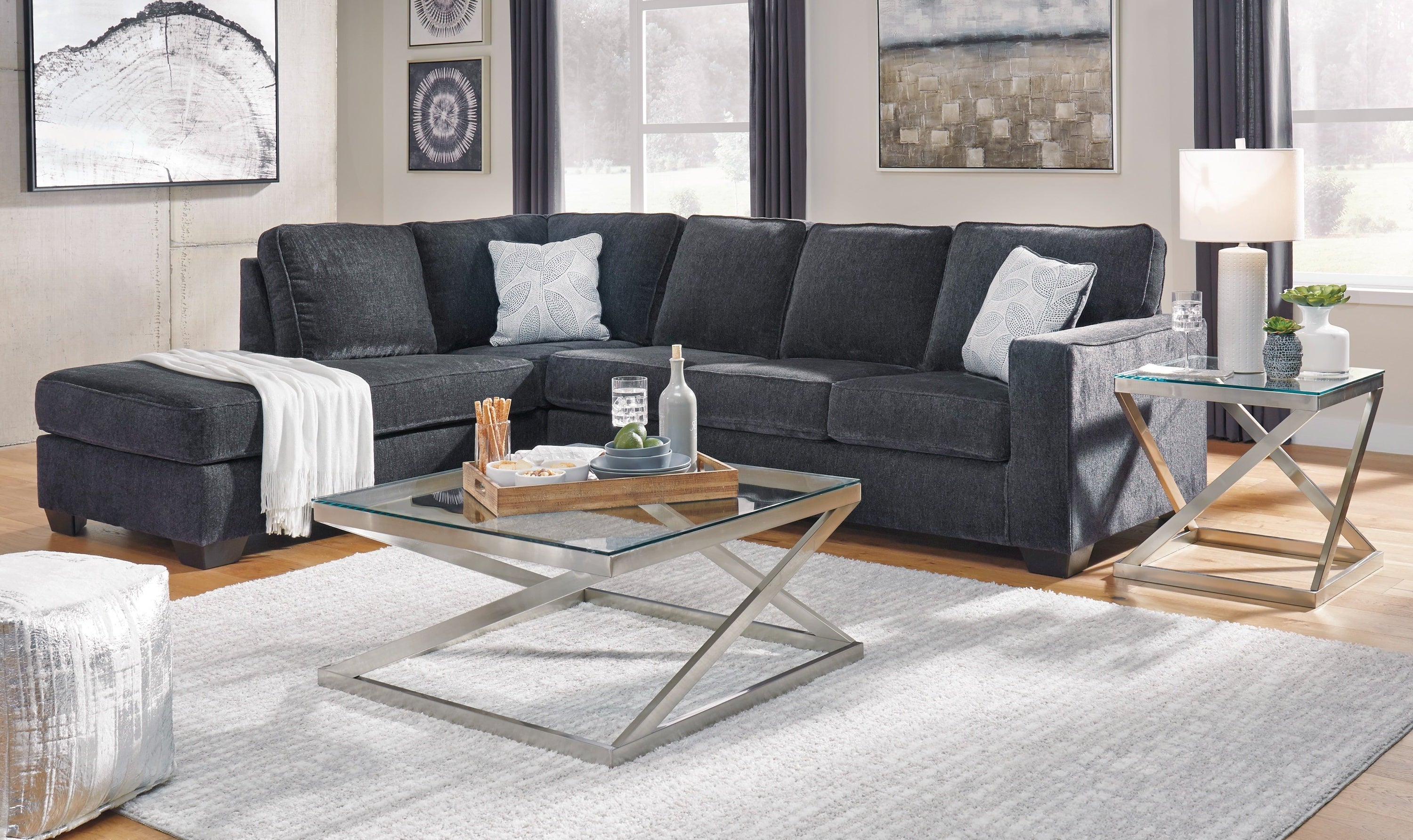 Modern Heritage Altari L-shaped Fabric Sectional Sofa with Track Arms-Jennifer Furniture