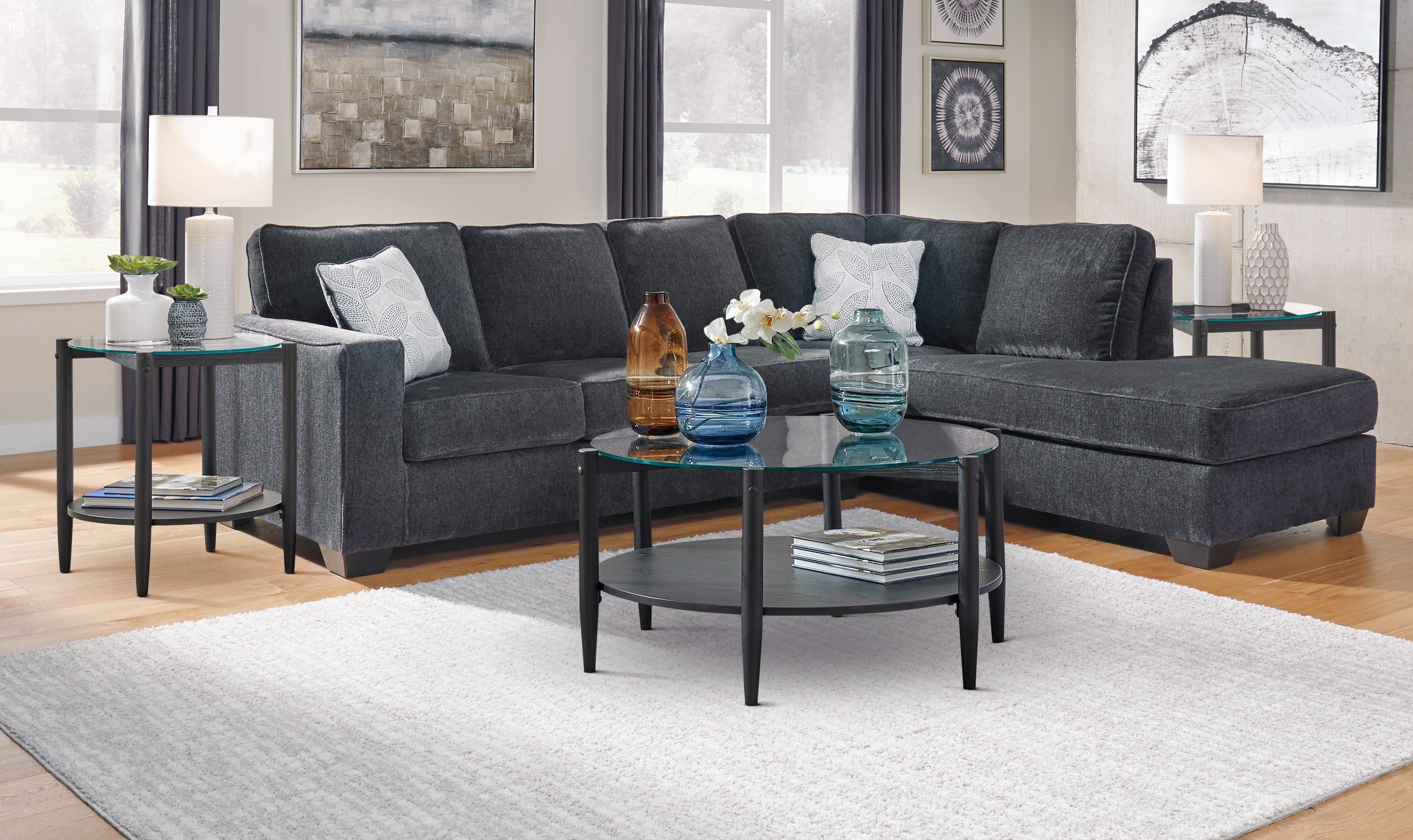Modern Heritage Altari L-shaped Fabric Sectional Sofa with Track Arms-Jennifer Furniture
