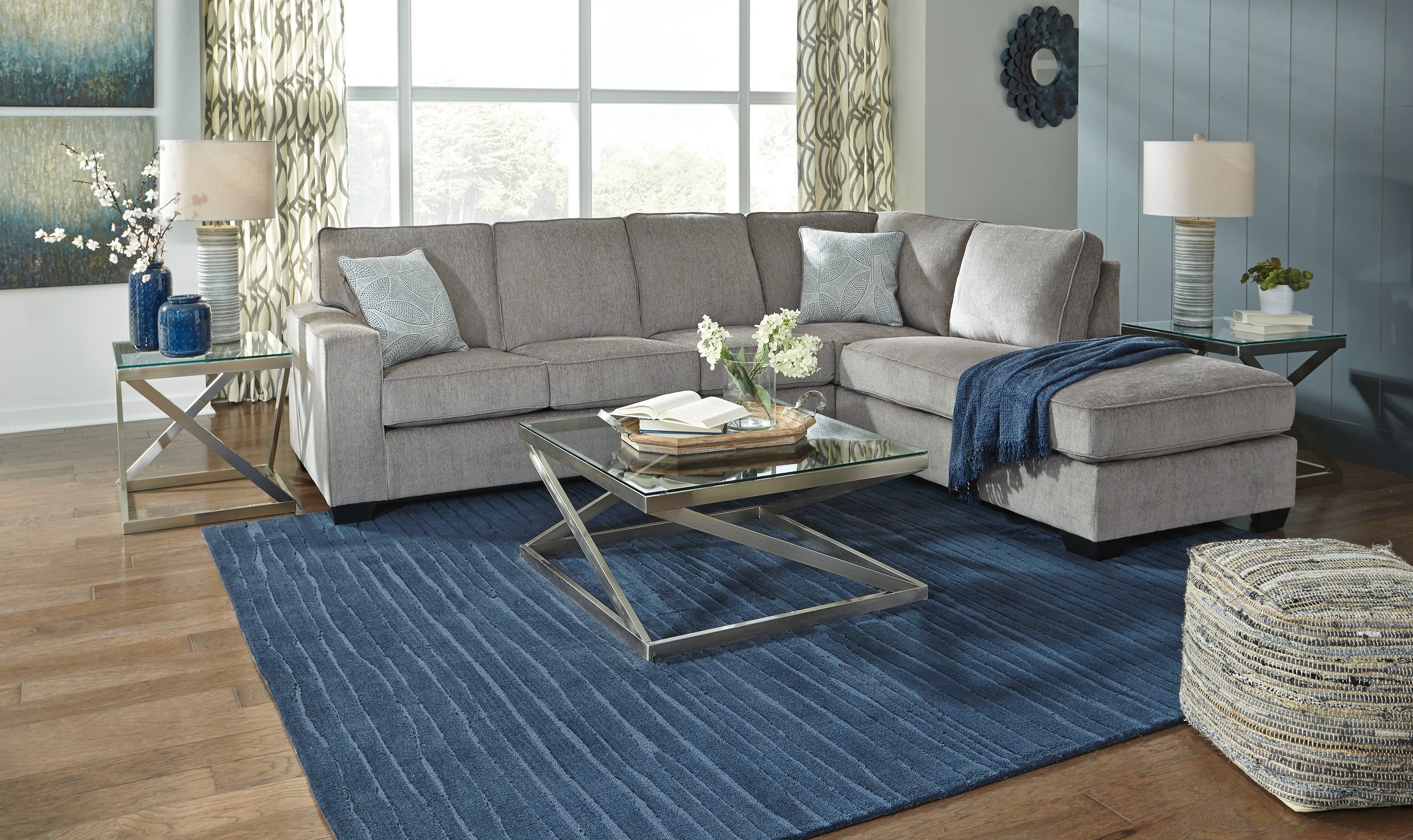 Modern Heritage Altari L-shaped Fabric Sectional Sofa with Track Arms-Jennifer Furniture