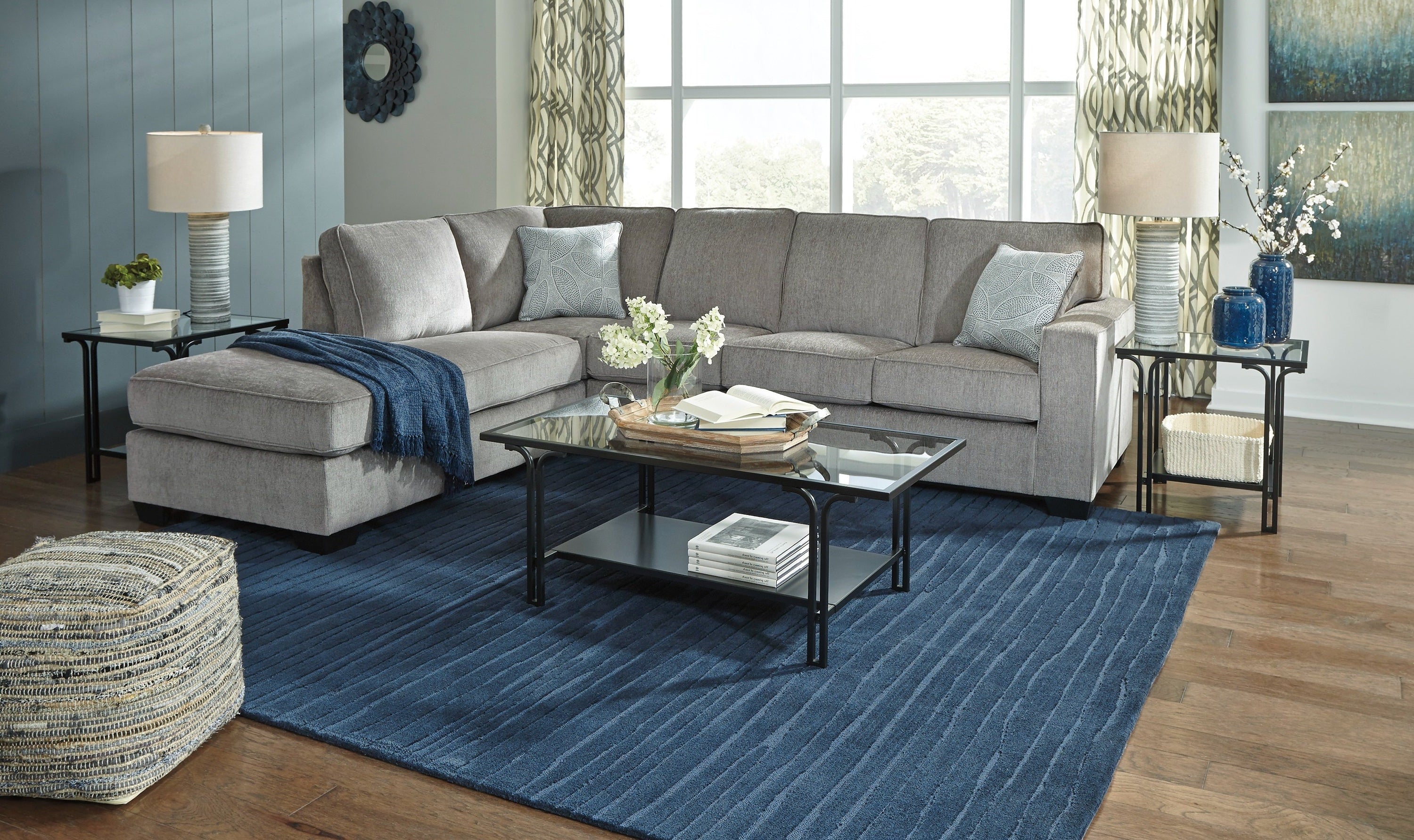 Modern Heritage Altari L-shaped Fabric Sectional Sofa with Track Arms-Jennifer Furniture