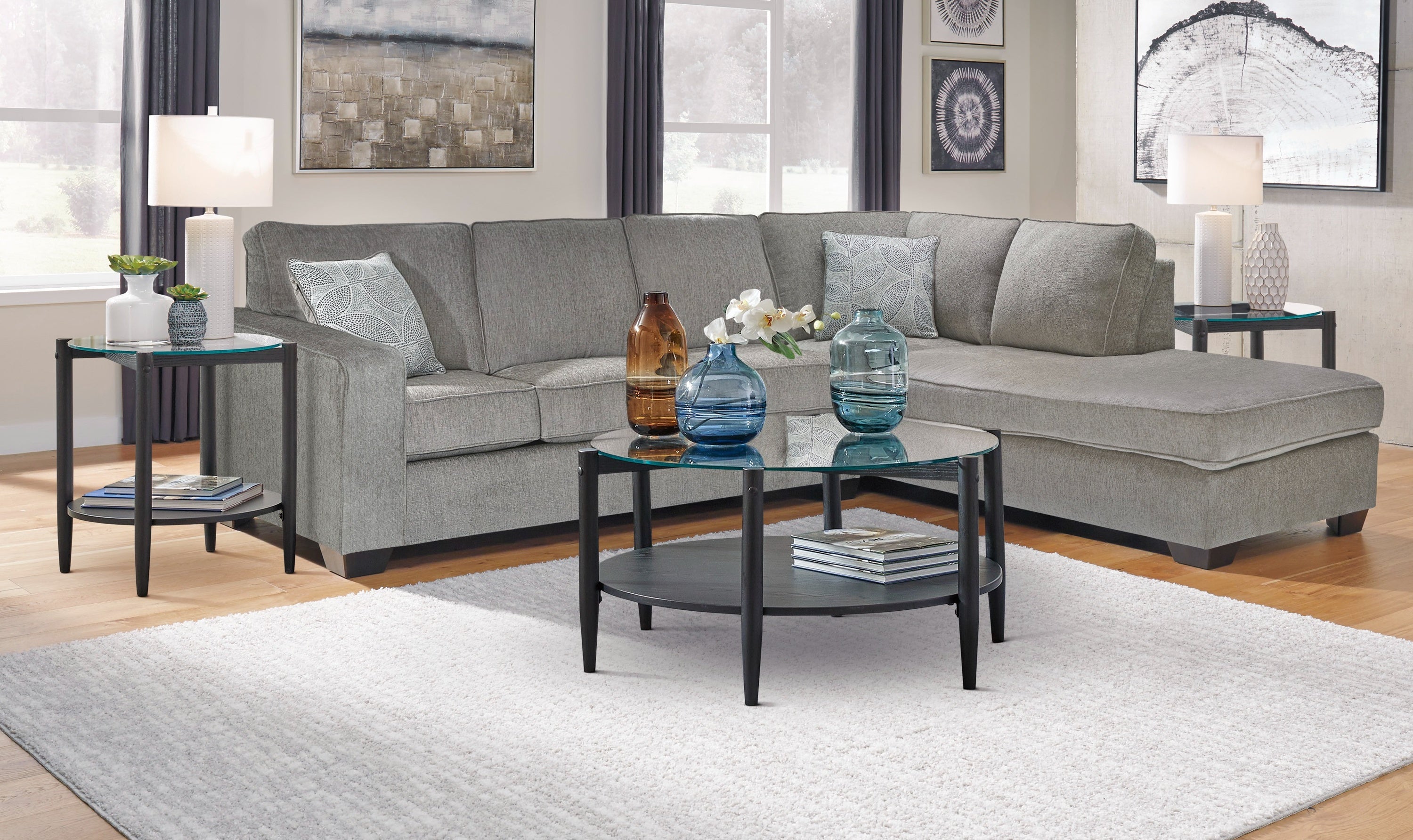 Modern Heritage Altari L-shaped Fabric Sectional Sofa with Track Arms-Jennifer Furniture