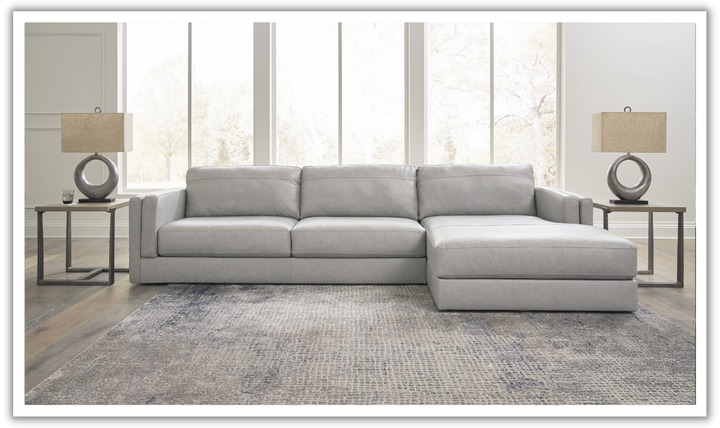Modern Heritage Amiata 2-Piece Leather Sectional Sofa with Chaise