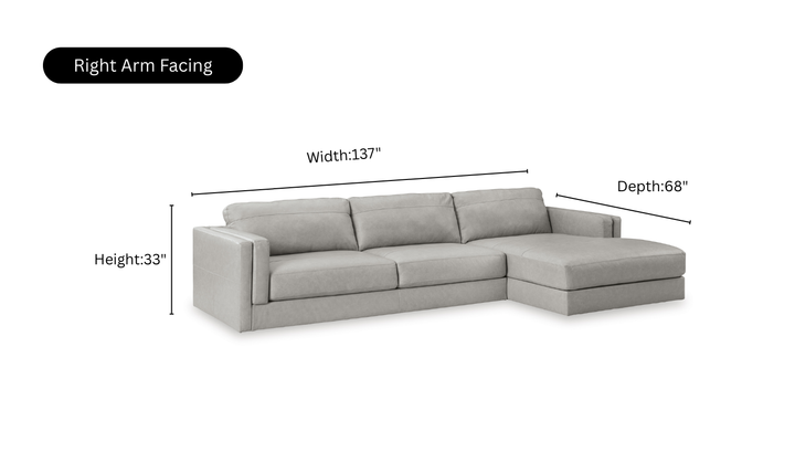 Modern Heritage Amiata 2-Piece Fabric Sectional with Chaise-Jennifer Furniture