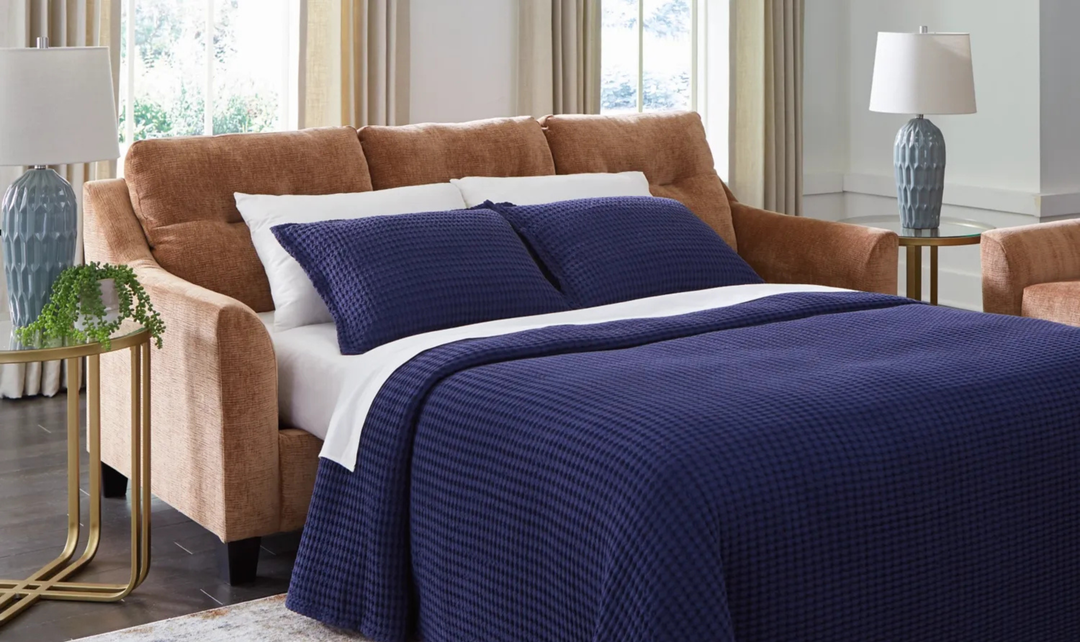 Modern Heritage Amity Bay Queen Sofa Chaise Sleeper with Memory Foam Mattress-Jennifer 