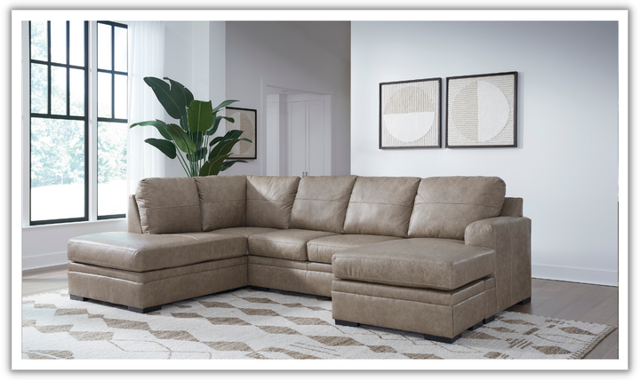 Modern Heritage Amuleto 2-Piece Brown Leather Sectional with Chaise