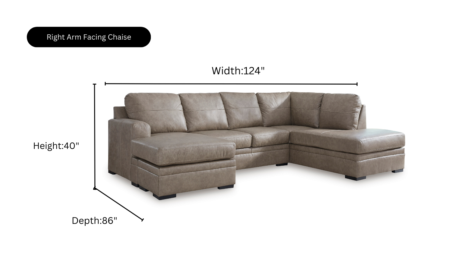 Modern Heritage Amuleto 2-Piece Brown Leather Sectional with Chaise
