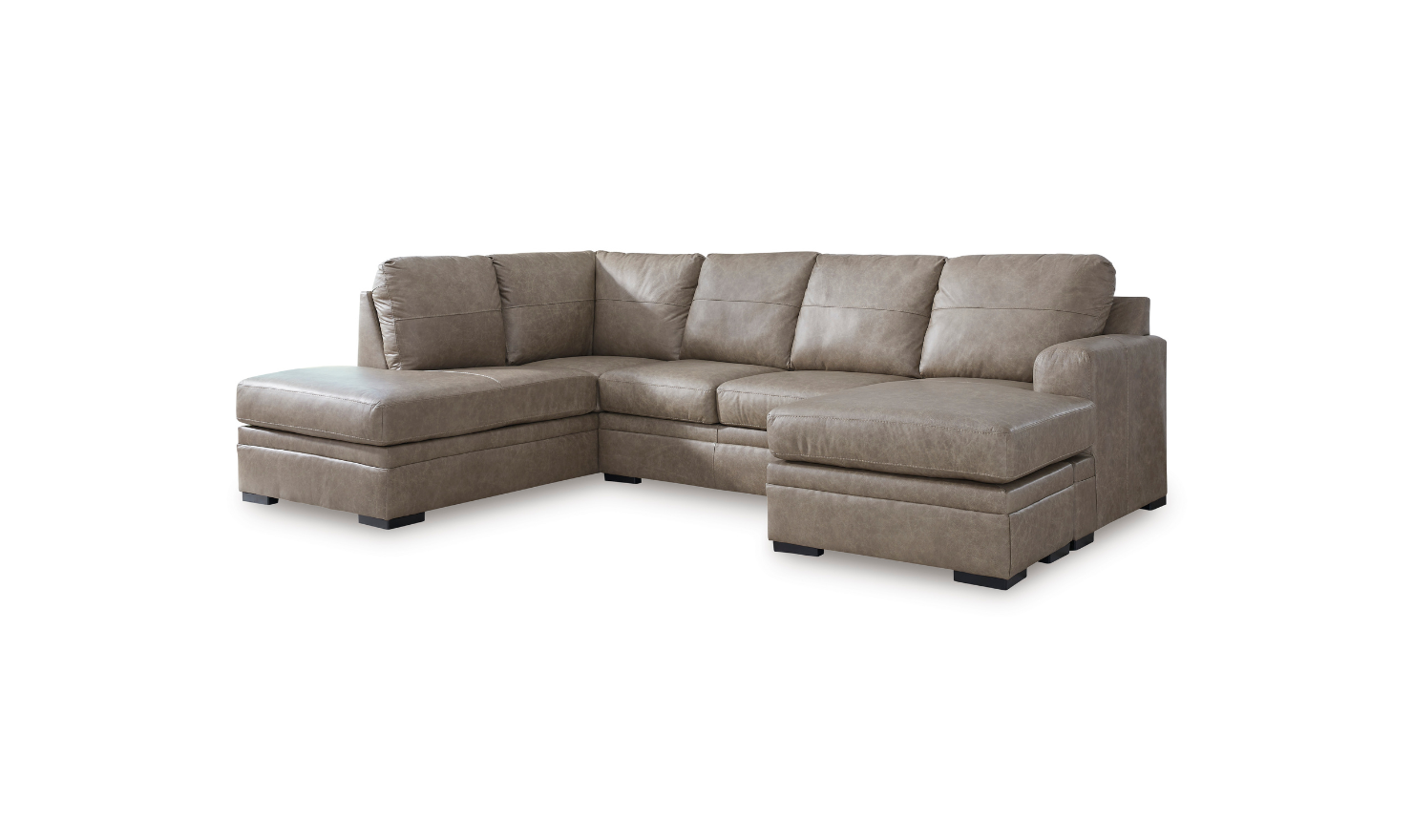 Modern Heritage Amuleto 2-Piece Brown Leather Sectional with Chaise