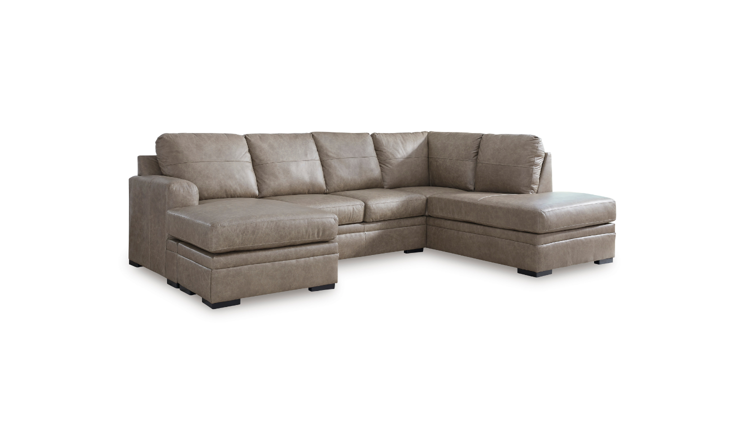 Modern Heritage Amuleto 2-Piece Brown Leather Sectional with Chaise