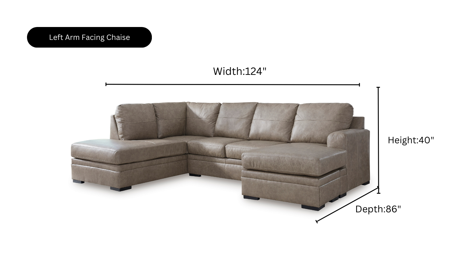 Modern Heritage Amuleto 2-Piece Brown Leather Sectional with Chaise
