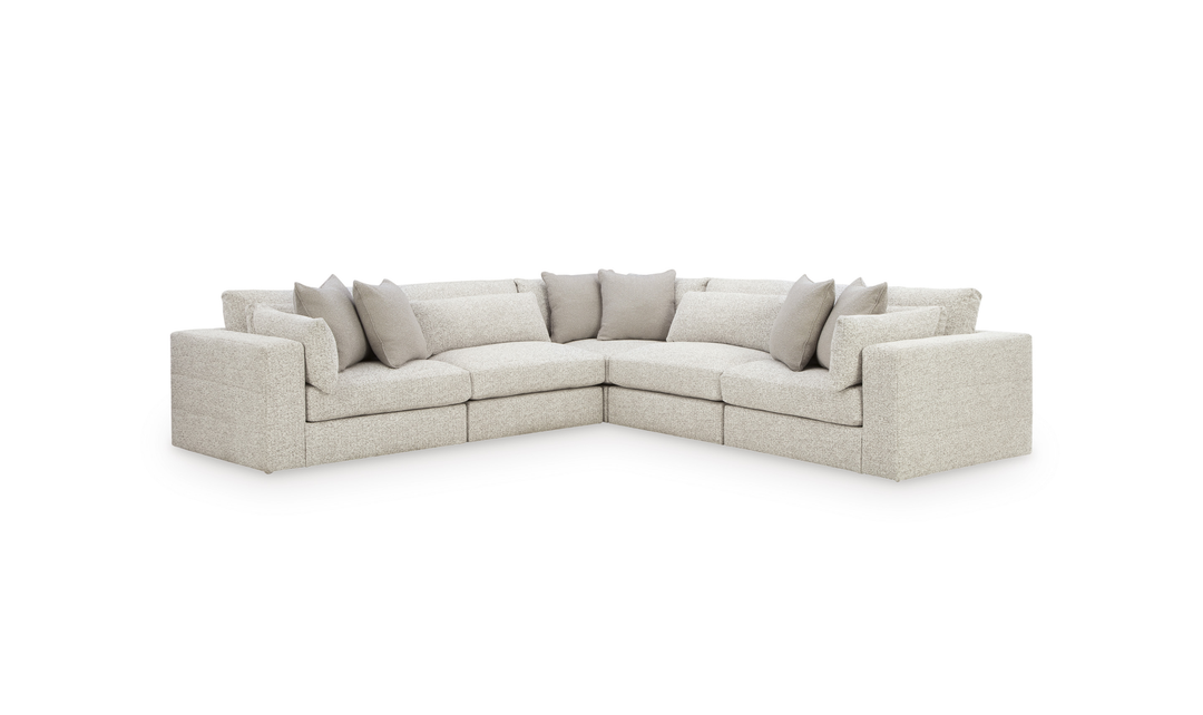 Modern Heritage Ashbourne Estate Fabric 5-Piece Sectional Sofa With Bolster Pillows - Jennifer Furniture